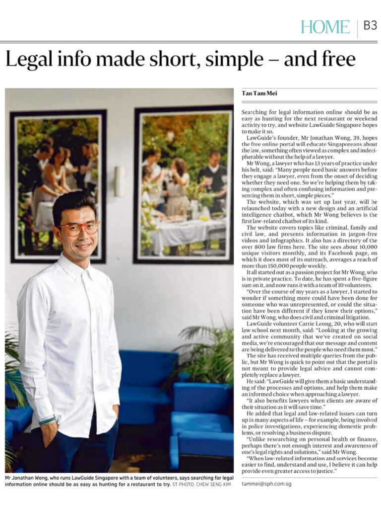 "Legal info made short, simple - and free" - The Straits Times